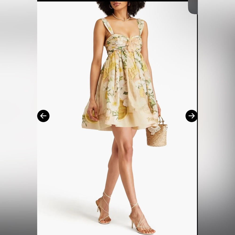 Zimmermann linen and silk-blend organza mini dress with a floral prin